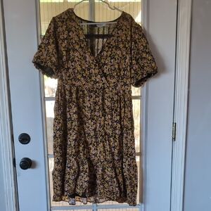 Floral Black and Yellow Dress